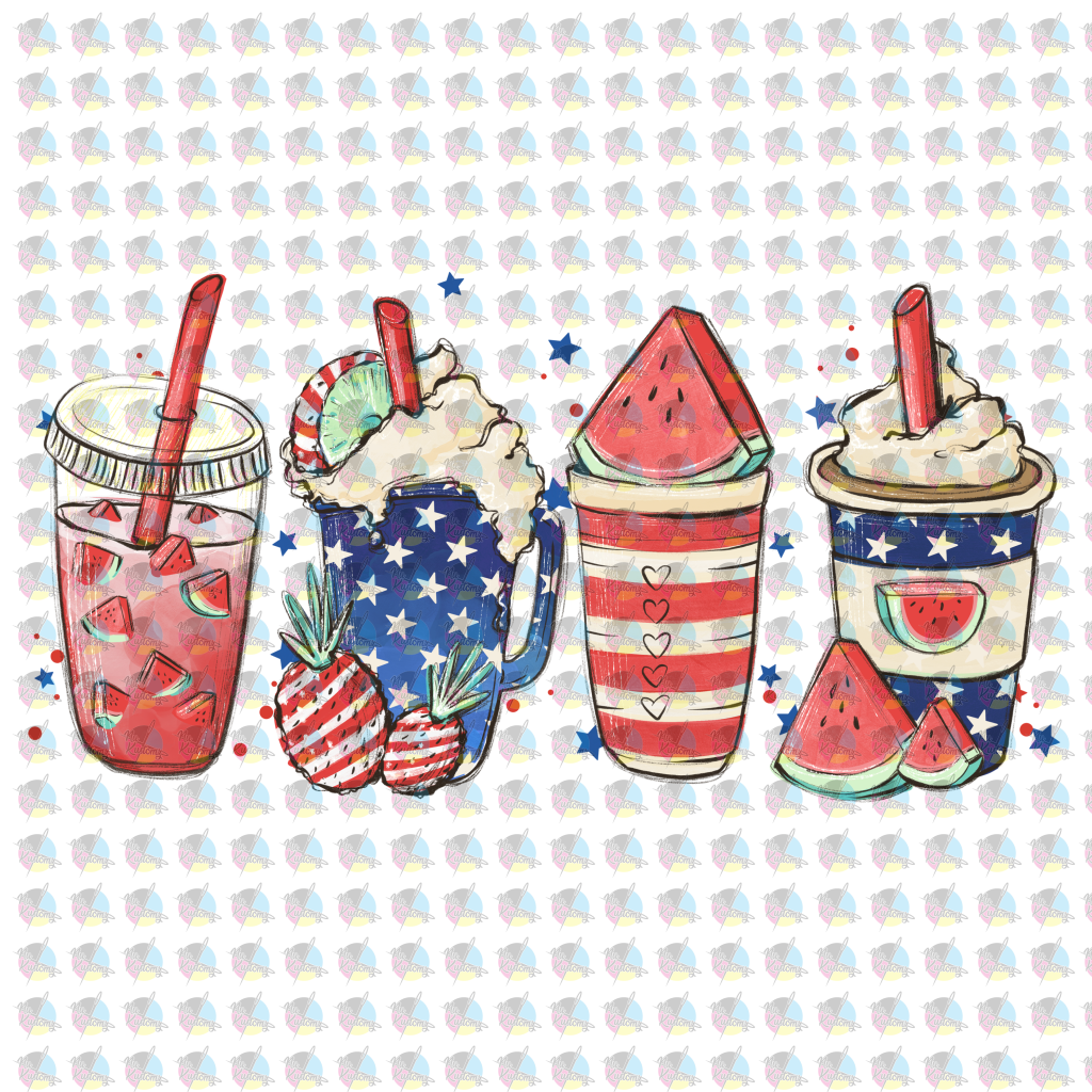 Pre-Order 4Th Of July Coffee Summer Glitter Dream Transfer Screen Print