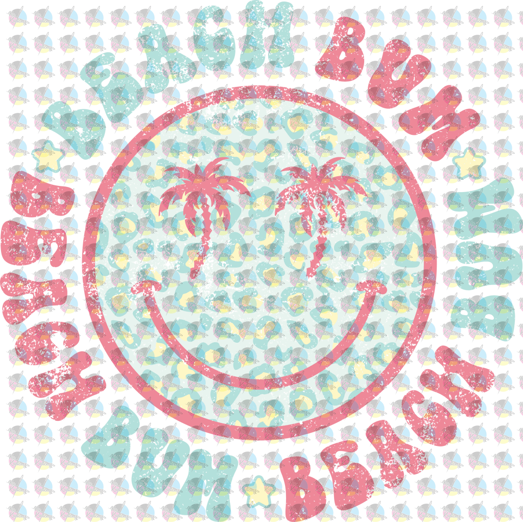 Pre-Order Beach Bum Palm Smiley Glitter Dream Transfer Screen Print