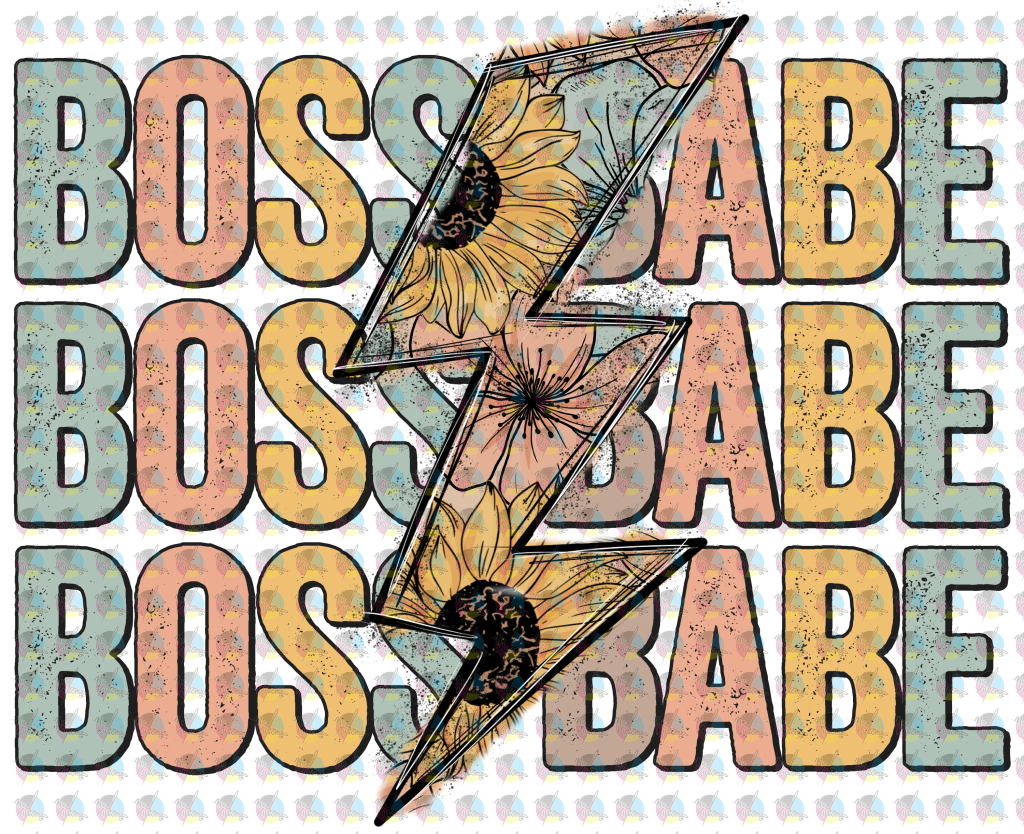 Pre-Order Boss Babe Floral Bolt Glitter Dream Transfer Screen Print