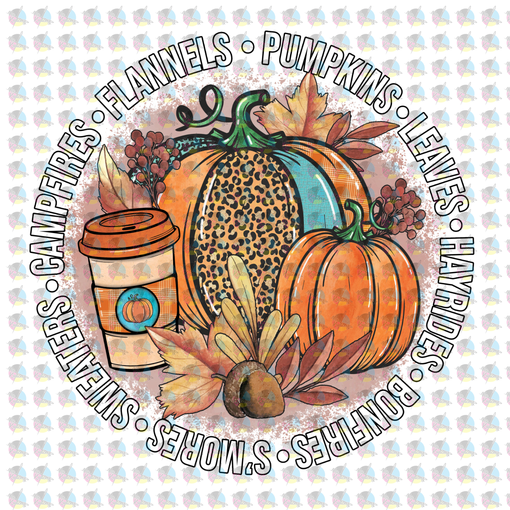 Pre-Order Campfire Flannels Pumpkins Leaves Glitter Dream Transfer