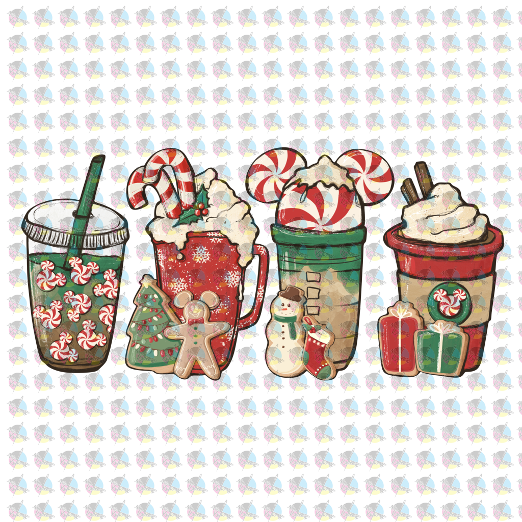 Pre-Order Christmas Peppermint Mouse Drinks Glitter Dream Transfer