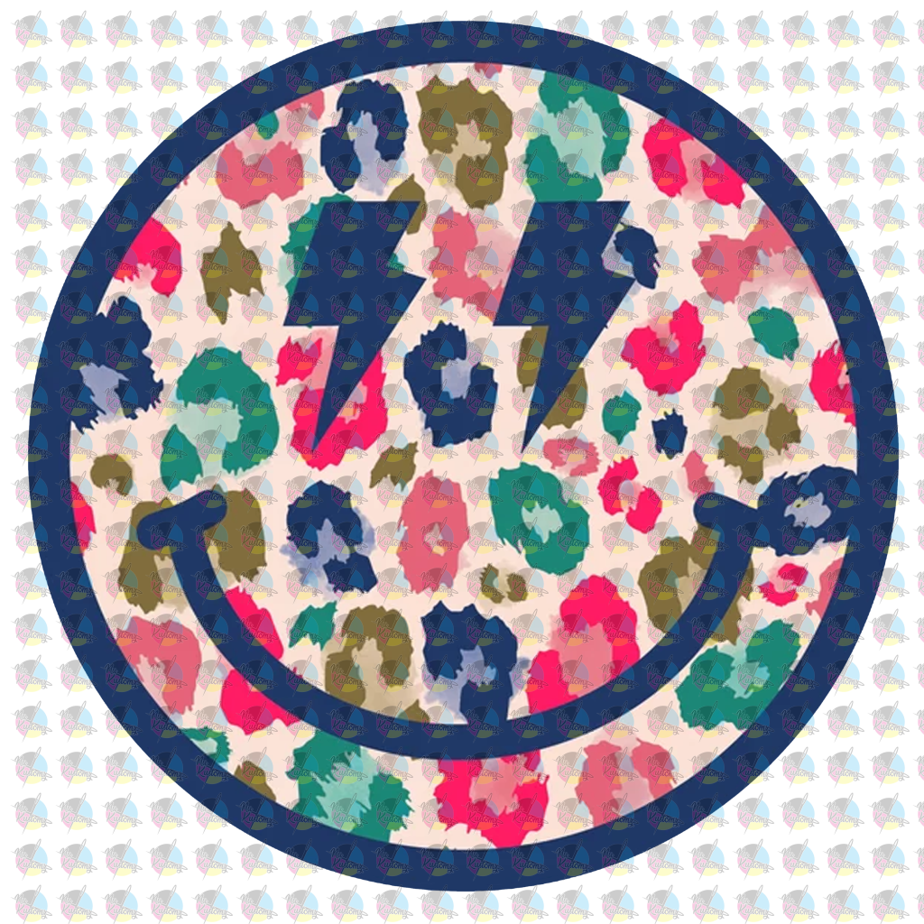 Pre-Order Colorful Leopard Smiley Face With Pocket Glitter Dream Transfer Screen Print