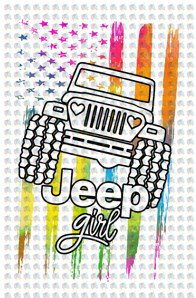 Pre-Order Jeep Girl Flag Glitter Dream Transfer Screen Print