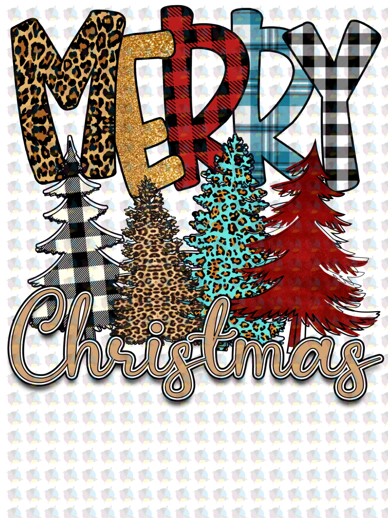 Pre-Order Merry Christmas Plaid Trees Non-Glitter Dream Transfers