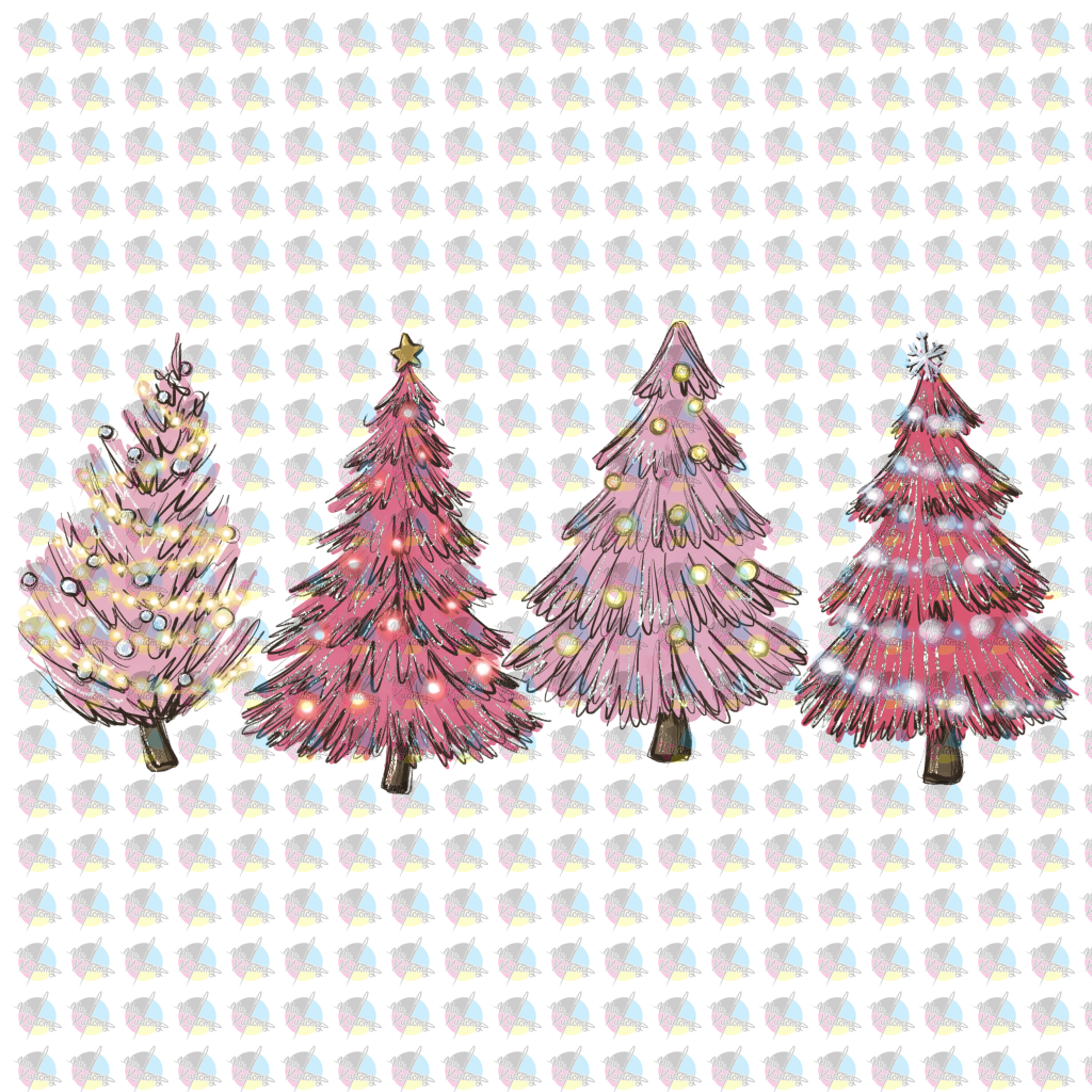 Pre-Order Pink Christmas Trees Glitter Dream Transfer