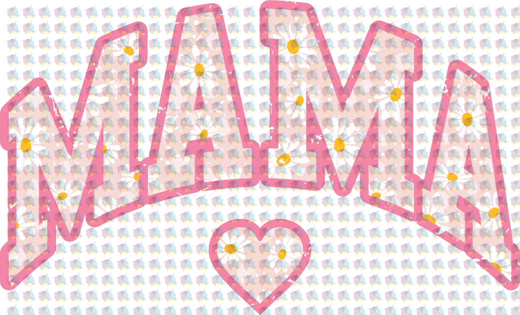 Pre-Order Pink Floral Mama Heart With Pocket Glitter Dream Transfer Screen Print
