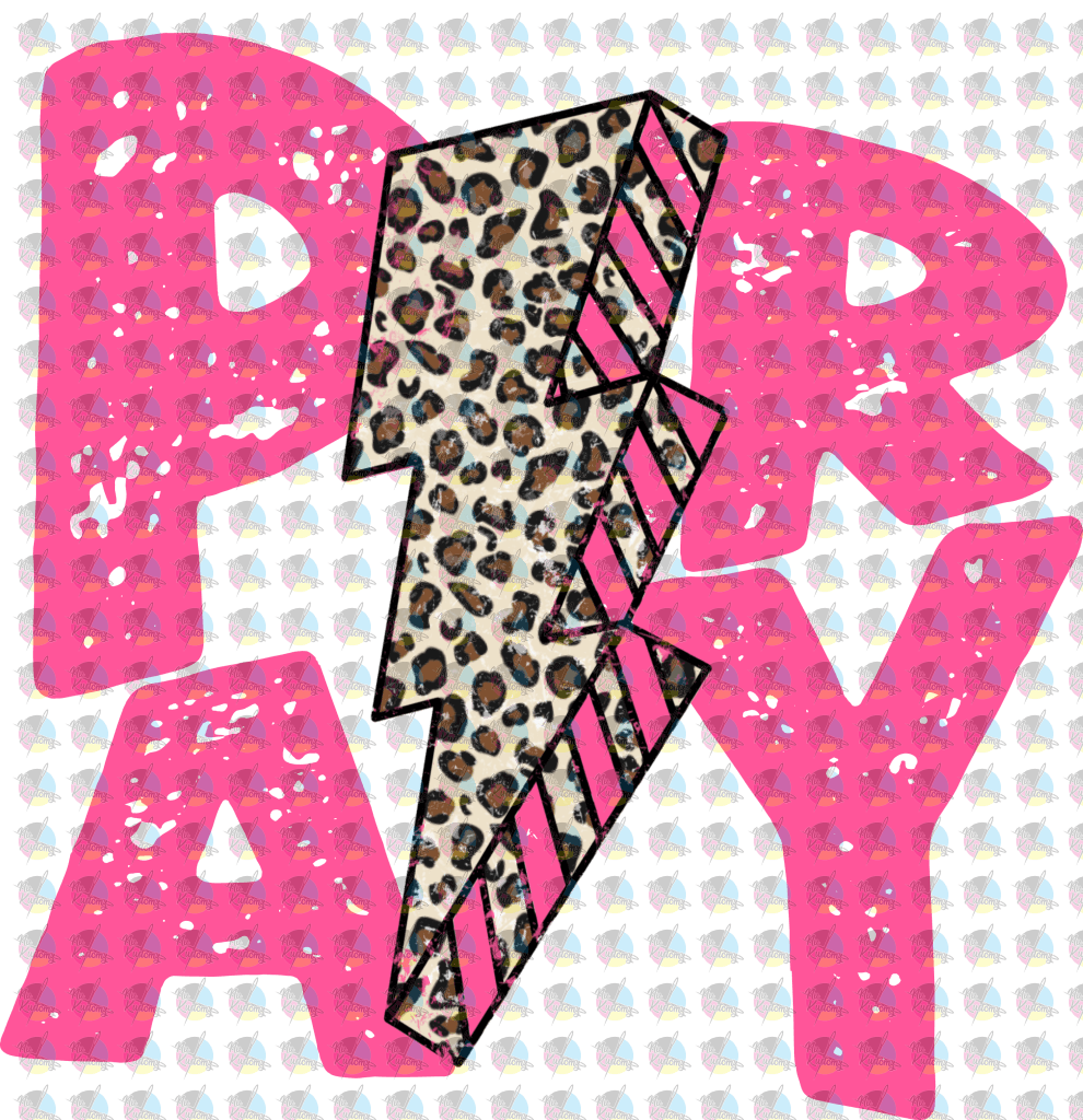 Pre-Order Pray Colorful Distressed Leopard Lightning Bolt Glitter Dream Transfer Screen Print