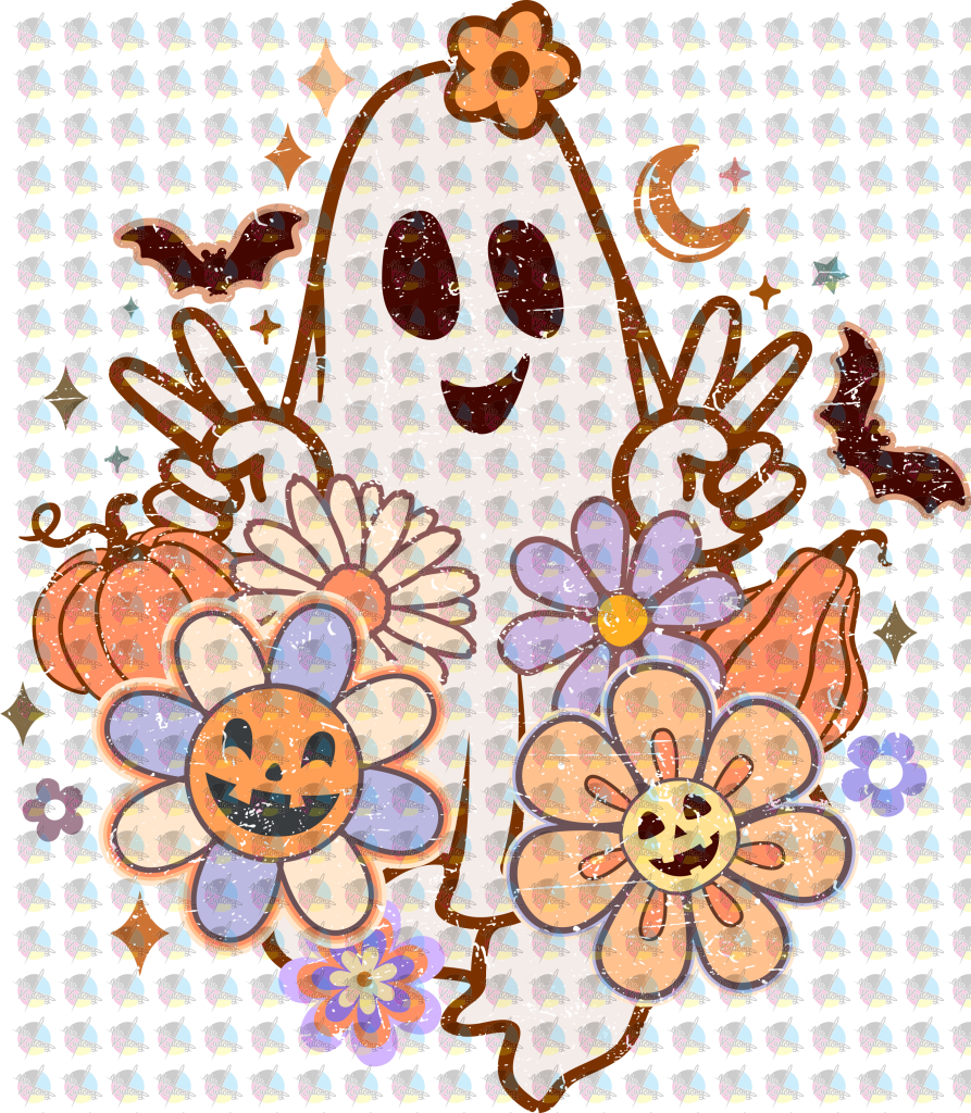 Pre-Order Retro Peace Ghost Distressed Glitter Dream Transfer