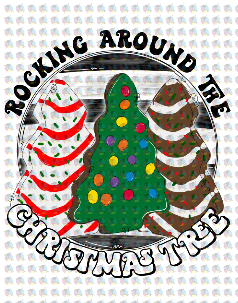 Pre-Order Rockin Around Christmas Tree Cakes Glitter Dream Transfer