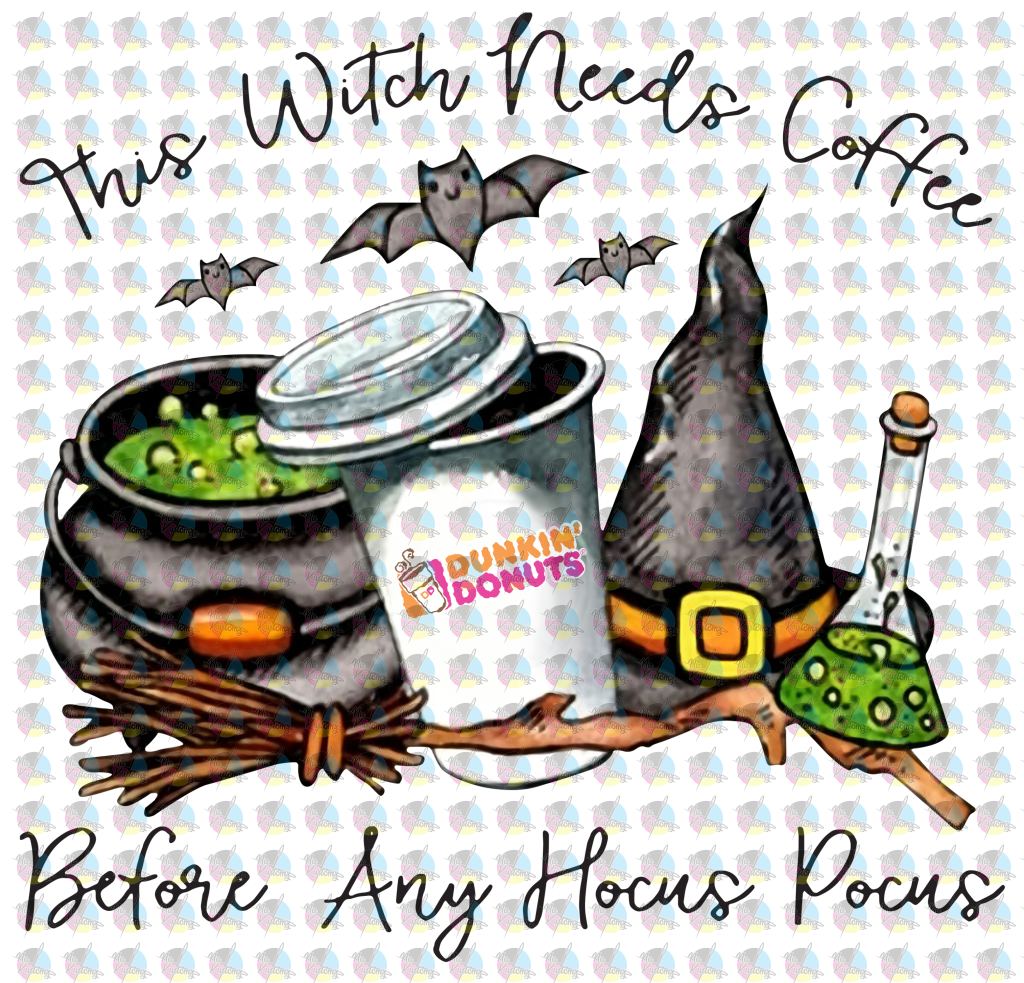 Pre-Order This Witch Needs Her Coffee Dd Glitter Dream Transfer Screen Print