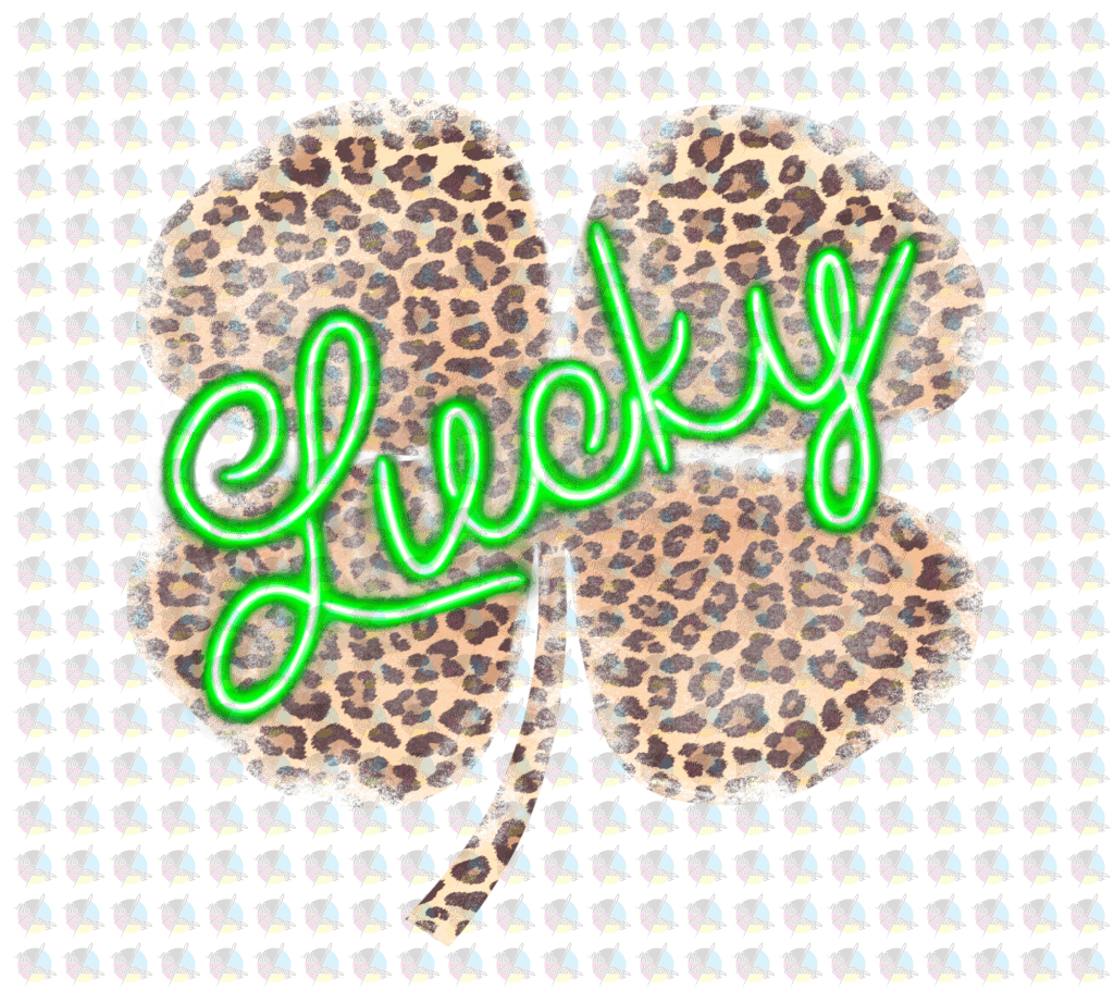 Restock Lucky Leopard Clover Glitter Dream Transfers Screen Print Transfer