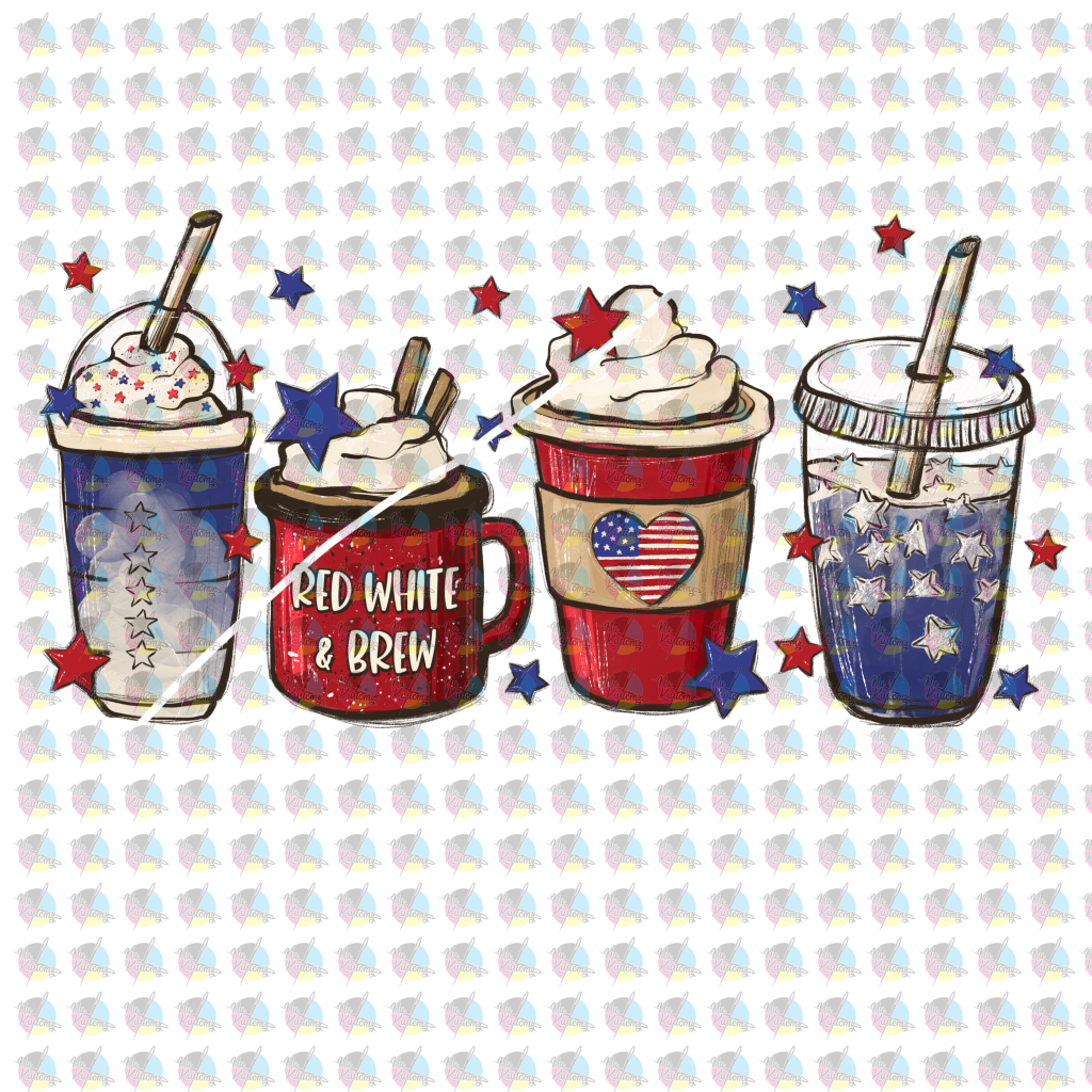 Rts Coffee 4Th Of July Glitter Dream Transfer Screen Print