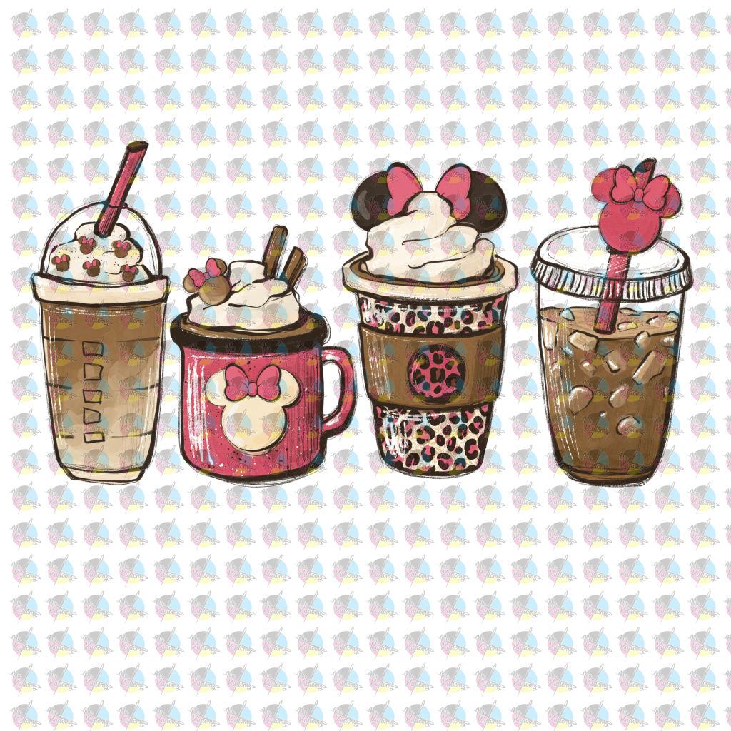 Rts Coffee Girl Mouse Glitter Dream Transfer Screen Print
