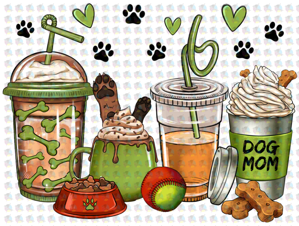 Rts Dog Mom Green Cups Non-Glitter Dream Transfers