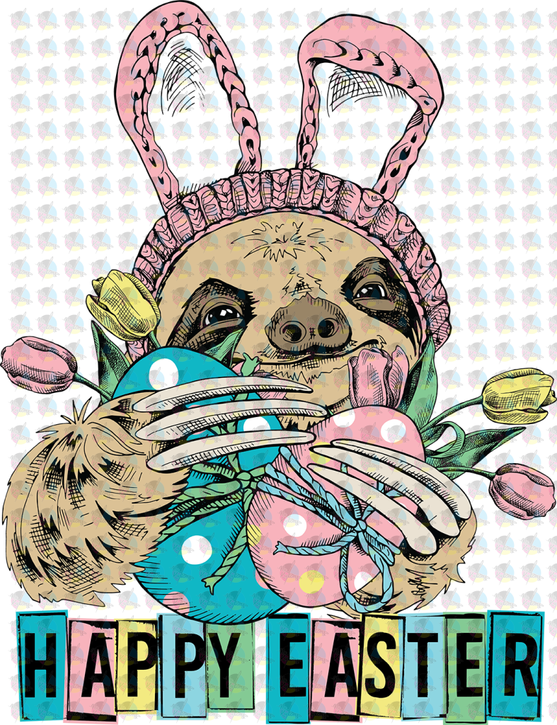 Rts Easter Sloth Non-Glitter Transfer