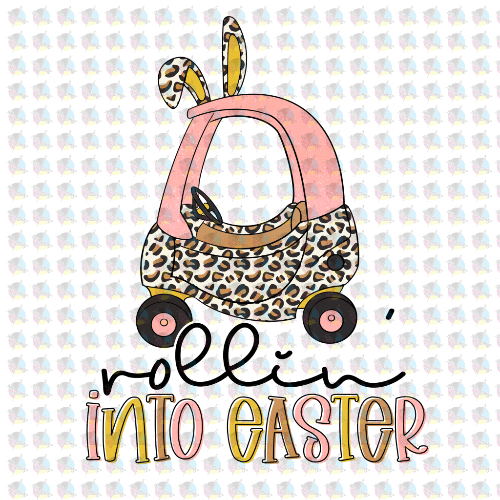 Rts Kids Rollin Into Easter Pink Cozy Coupe Glitter Transfer