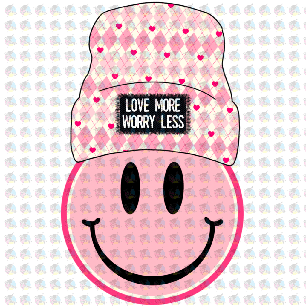 Rts Love More Worry Less Smily Glitter Dream Transfers