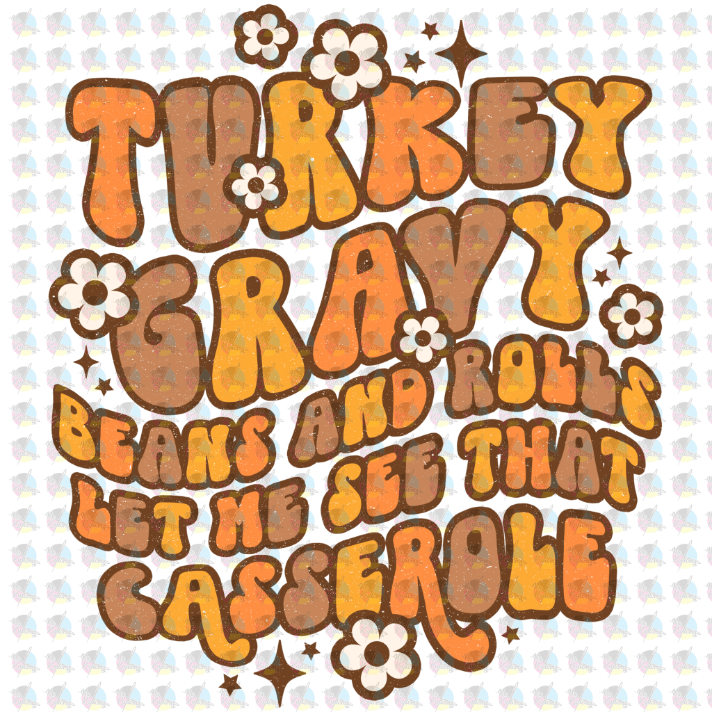 Rts Turkey Gravy Beans & Rolls 2 Non-Glitter Dream Transfers