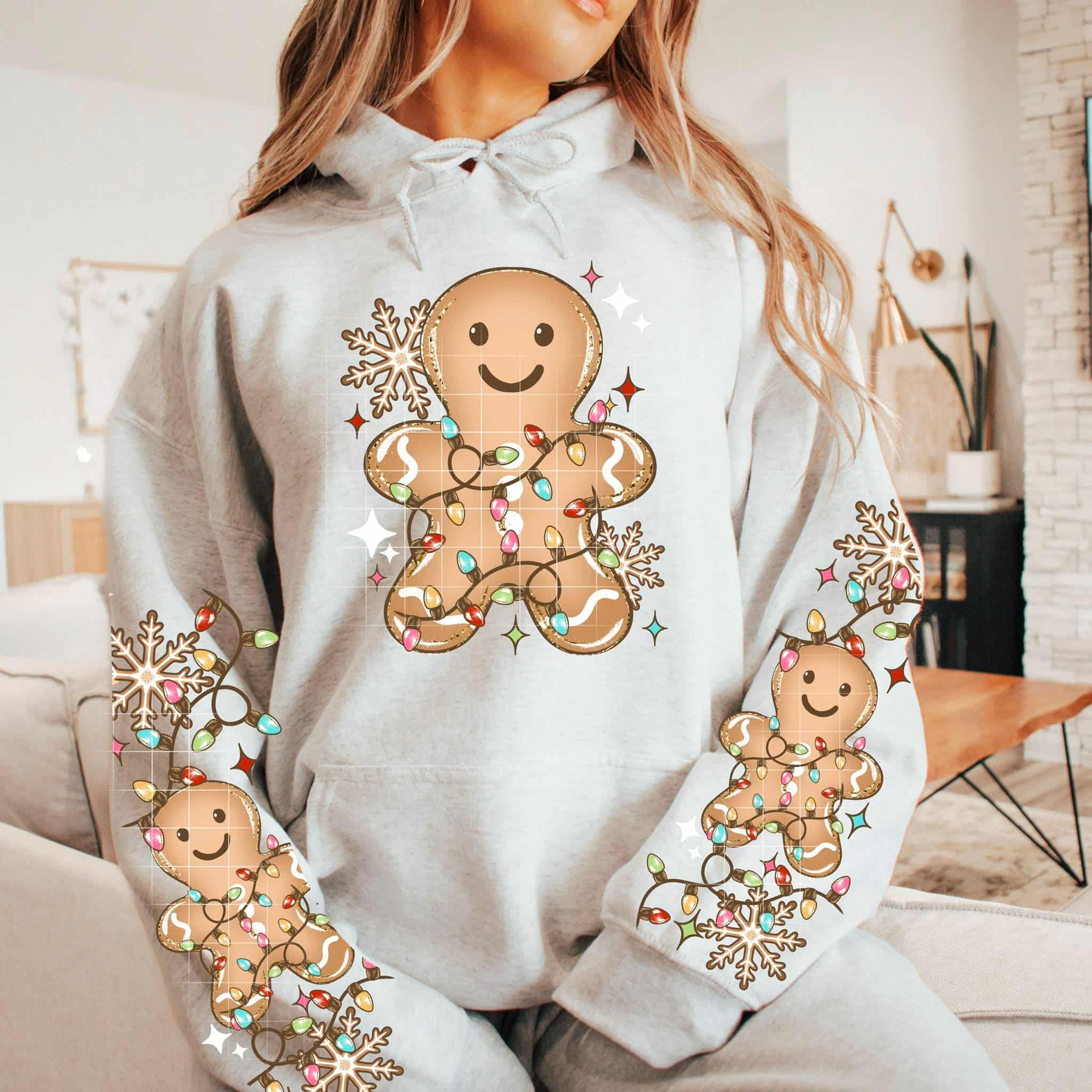 RTS *GINGERBREAD WITH LIGHTS 2/ SLEEVES *GLITTER CLEAR FILM SCREEN PRI ...