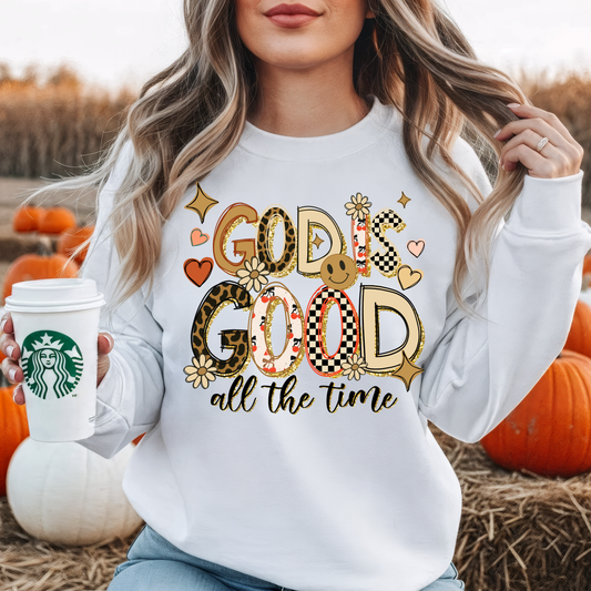 RTS* GOD IS GOOD ALL THE TIME RETRO * GLITTER CLEAR FILM SCREEN PRINT TRANSFER