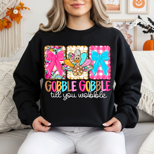RTS*GOBBLE TILL YOU WOBBLE NEON* GLITTER CLEAR FILM SCREENPRINT TRANSFER