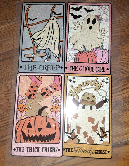 RTS ** SPOOKY TAROT CARDS ** GLITTER CLEAR FILM SCREEN PRINT TRANSFER - Nu Kustomz llc