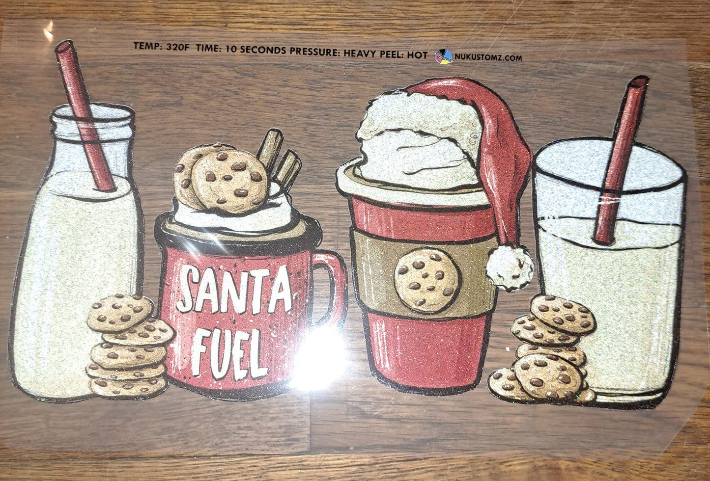 RTS ** SANTA FUEL ** GLITTER CLEAR FILM SCREEN PRINT TRANSFER - Nu Kustomz llc