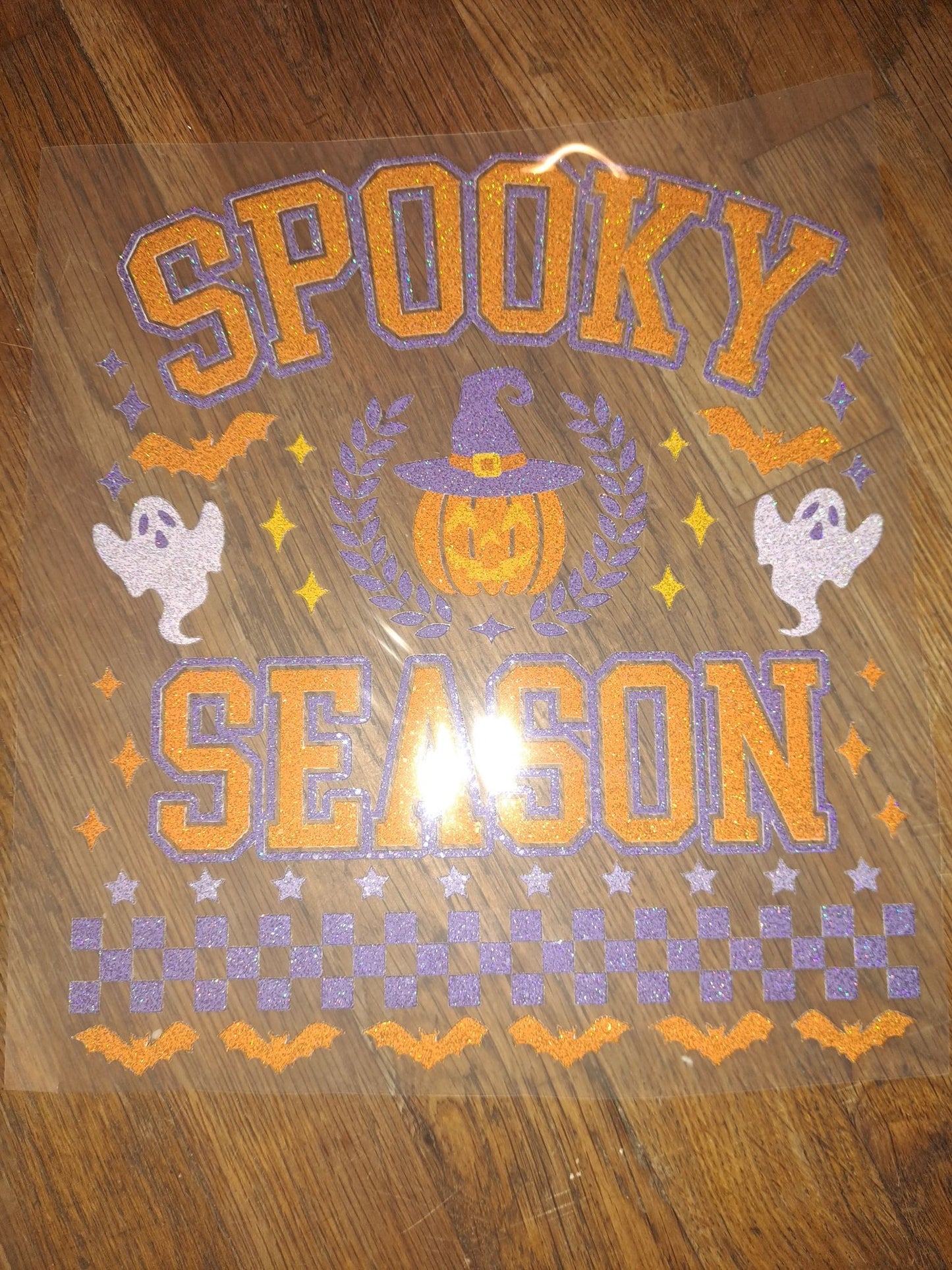 RTS ** SPOOKY SEASON ** GLITTER CLEAR FILM SCREEN PRINT TRANSFER - Nu Kustomz llc