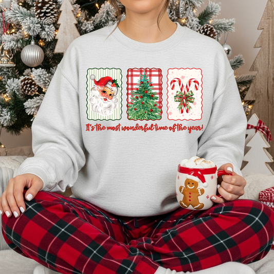 RTS*PREPPY CHRISTMAS ITS THE MOST WNDERFUL TIME O THE YEAR* GLITTER CLEAR FILM SCREENPRINT TRANSFER