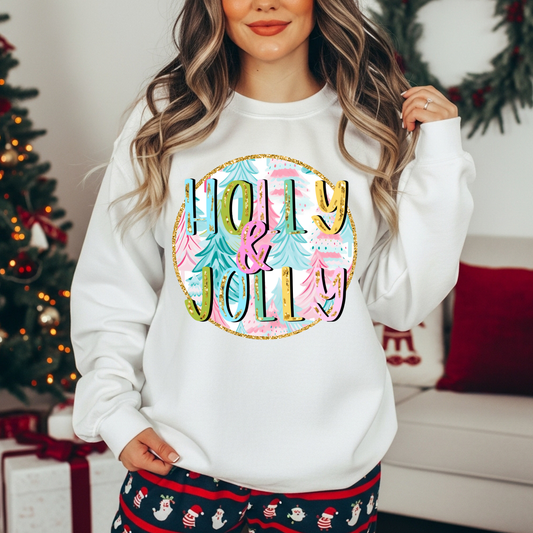 RTS* HOLLY & JOLLY PASTEL * GLITTER CLEAR FILM SCREEN PRINT TRANSFER