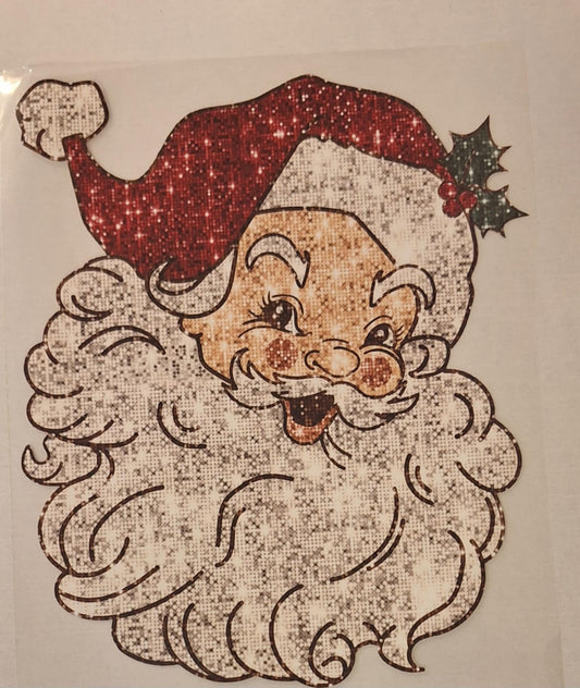 Faux sequin Santa Clear film screen print transfer - non glitter