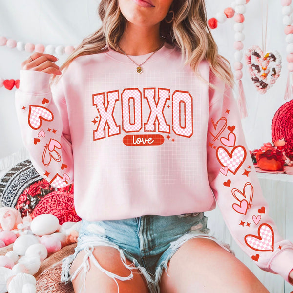 RTS**XOXO LOVE WITH 2 SLEEVES** CLEAR FILM SCREEN PRINT TRANSFER WITH GLITTER