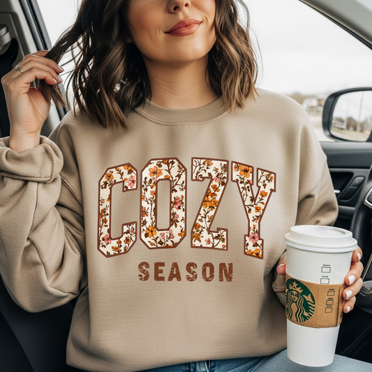 RTS*COZY SEASON FLORAL* GLITTER CLEAR FILM SCREENPRINT TRANSFER
