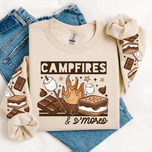 ** RTS *CAMPFIRES SMORES FULL FRONT ONLY * GLITTER CLEAR FILM TRANSFER