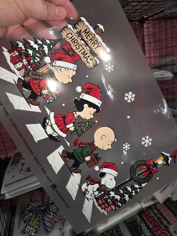 RTS * PEANUTS CHRISTMAS * GLITTER CLEAR FILM SCREENPRINTS
