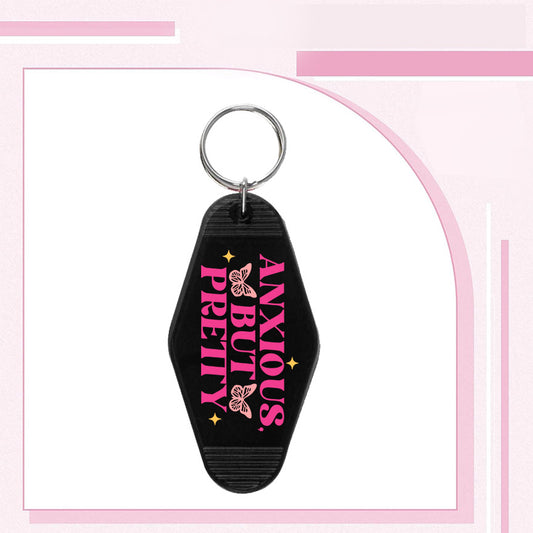 RTS"ANXIOUS BUT PRETTY" MOTEL KEYCHAIN UVDTF TRANSFERS - Nu Kustomz llc