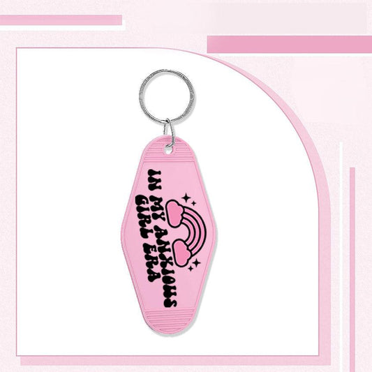 RTS"ANXIOUS GIRL ERA" MOTEL KEYCHAIN UVDTF TRANSFERS - Nu Kustomz llc