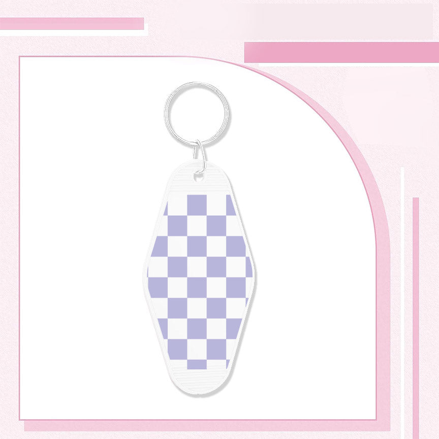 RTS ""VIOLET CHECKERS" MOTEL KEYCHAIN UVDTF TRANSFERS - Nu Kustomz llc