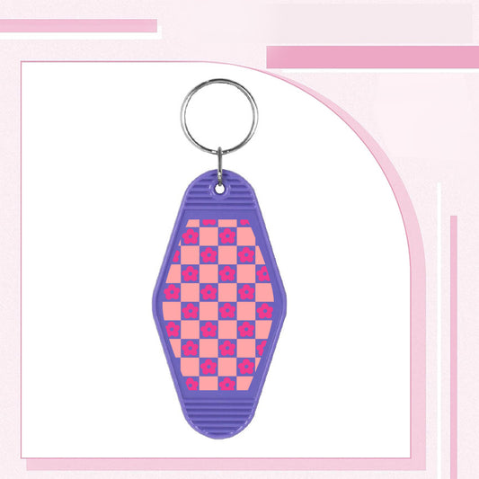 RTS "CHECKERED DAISY PINK?" MOTEL KEYCHAIN UVDTF TRANSFERS - Nu Kustomz llc