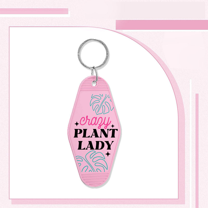 RTS "CRAZY PLANT LADY?" MOTEL KEYCHAIN UVDTF TRANSFERS - Nu Kustomz llc