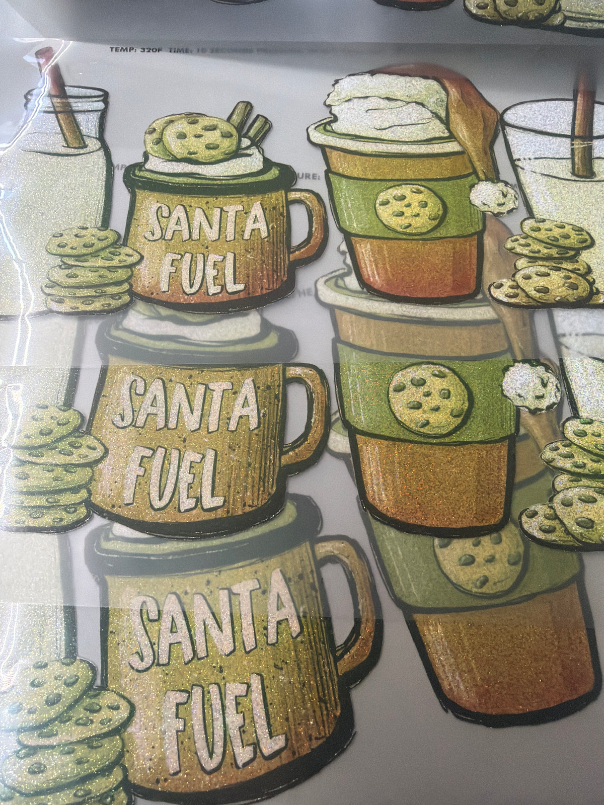 RTS ** SANTA FUEL ** GLITTER CLEAR FILM SCREEN PRINT TRANSFER