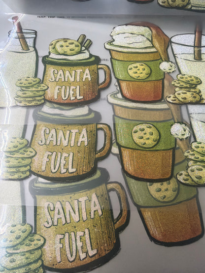 RTS ** SANTA FUEL ** GLITTER CLEAR FILM SCREEN PRINT TRANSFER