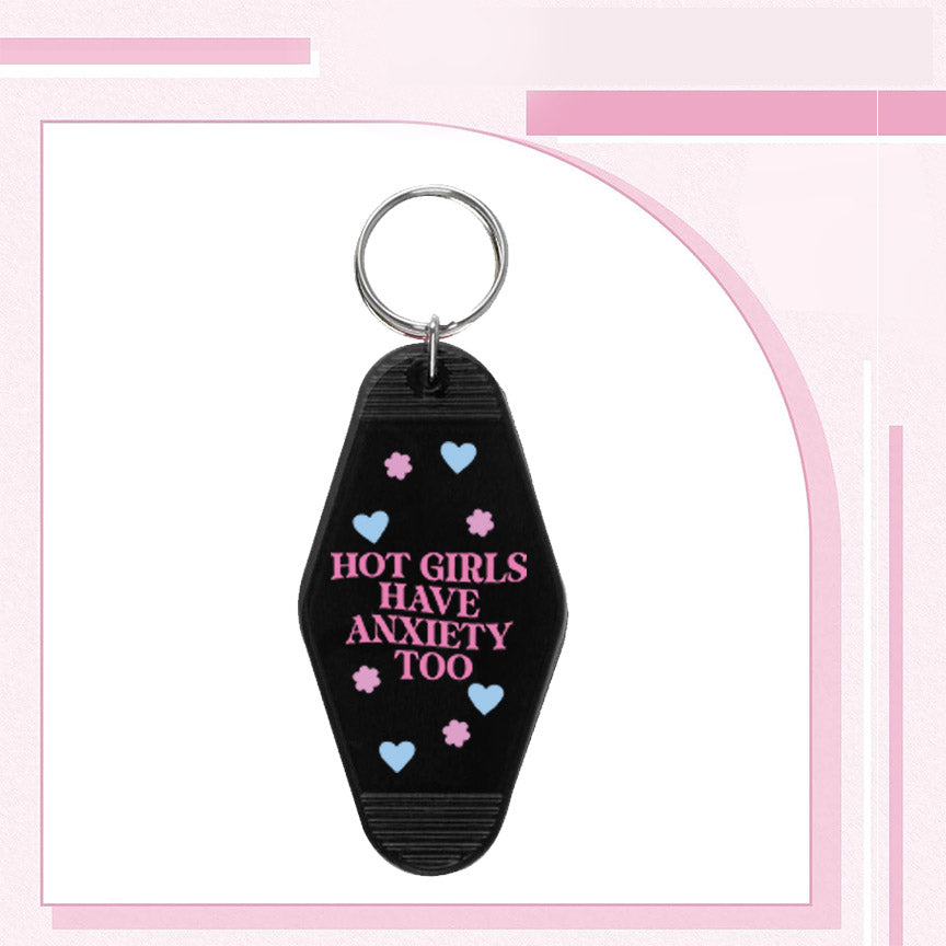 RTS "HOT GIRL ANXIETY" MOTEL KEYCHAIN UVDTF TRANSFERS - Nu Kustomz llc