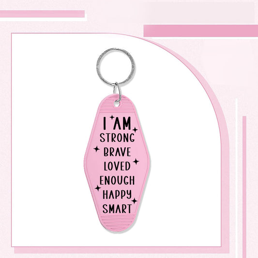 RTS "I AM STRONG" MOTEL KEYCHAIN UVDTF TRANSFERS - Nu Kustomz llc