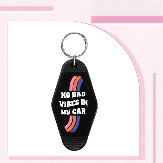 RTS "NO BAD VIBES" MOTEL KEYCHAIN UVDTF TRANSFERS - Nu Kustomz llc