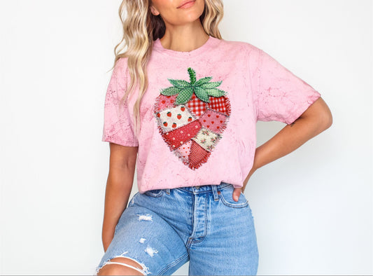 **PRE-ORDER** QUILTED STRAWBERRY ** GLITTER CLEAR FILM SCREEN PRINT TRANSFER **