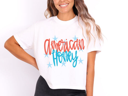 PRE- ORDER** AMERICAN HONEY STARS  ** GLITTER CLEAR FILM SCREEN PRINT TRANSFER **