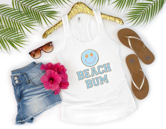 RTS Beach Bum Chanille letters Smiley Glitter Dream Transfer - Nu Kustomz llc