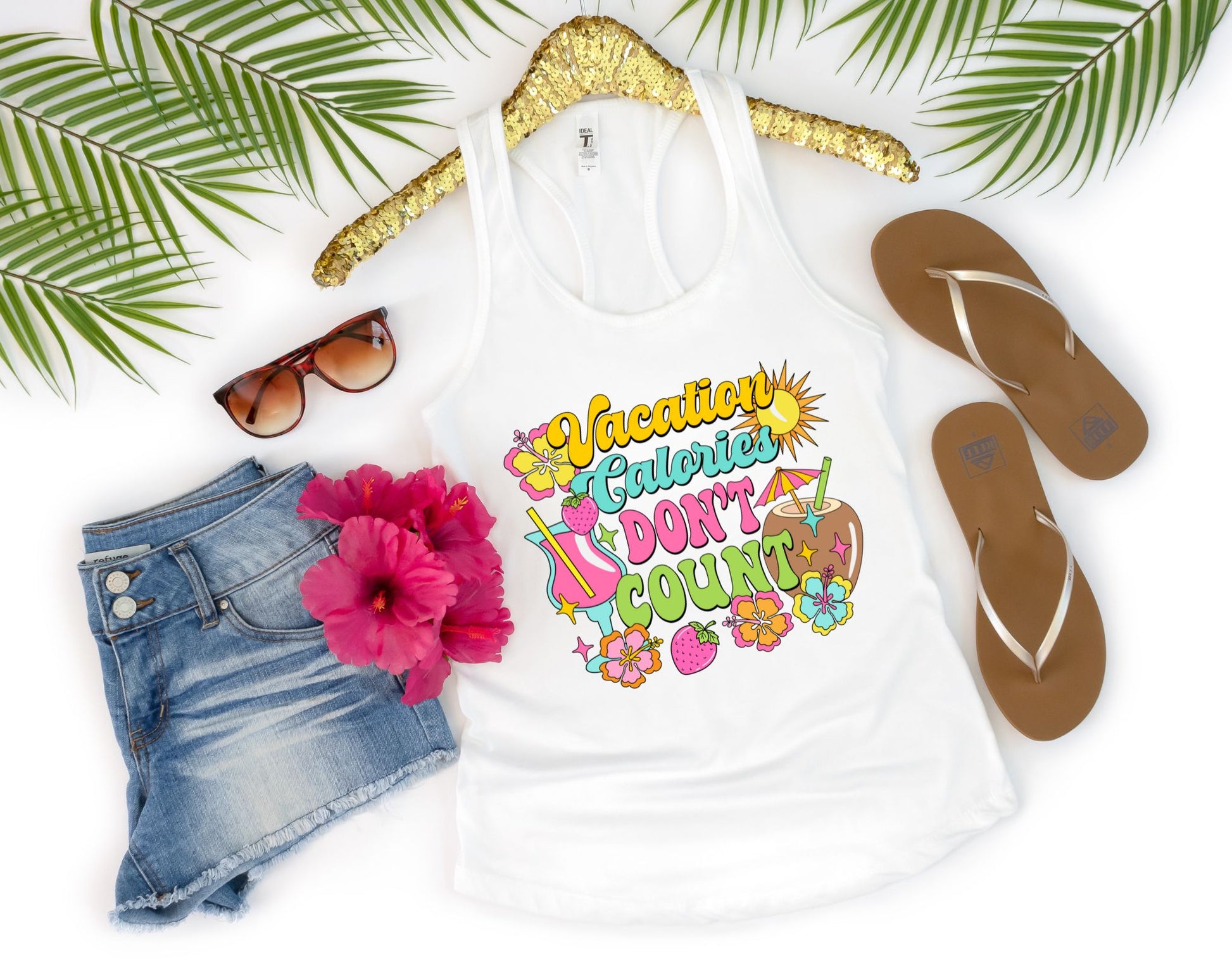 RTS ** NEW ** Vacation Calories dont count ** MATTE GLITTER dream traClear Filmnsfer - Nu Kustomz llc