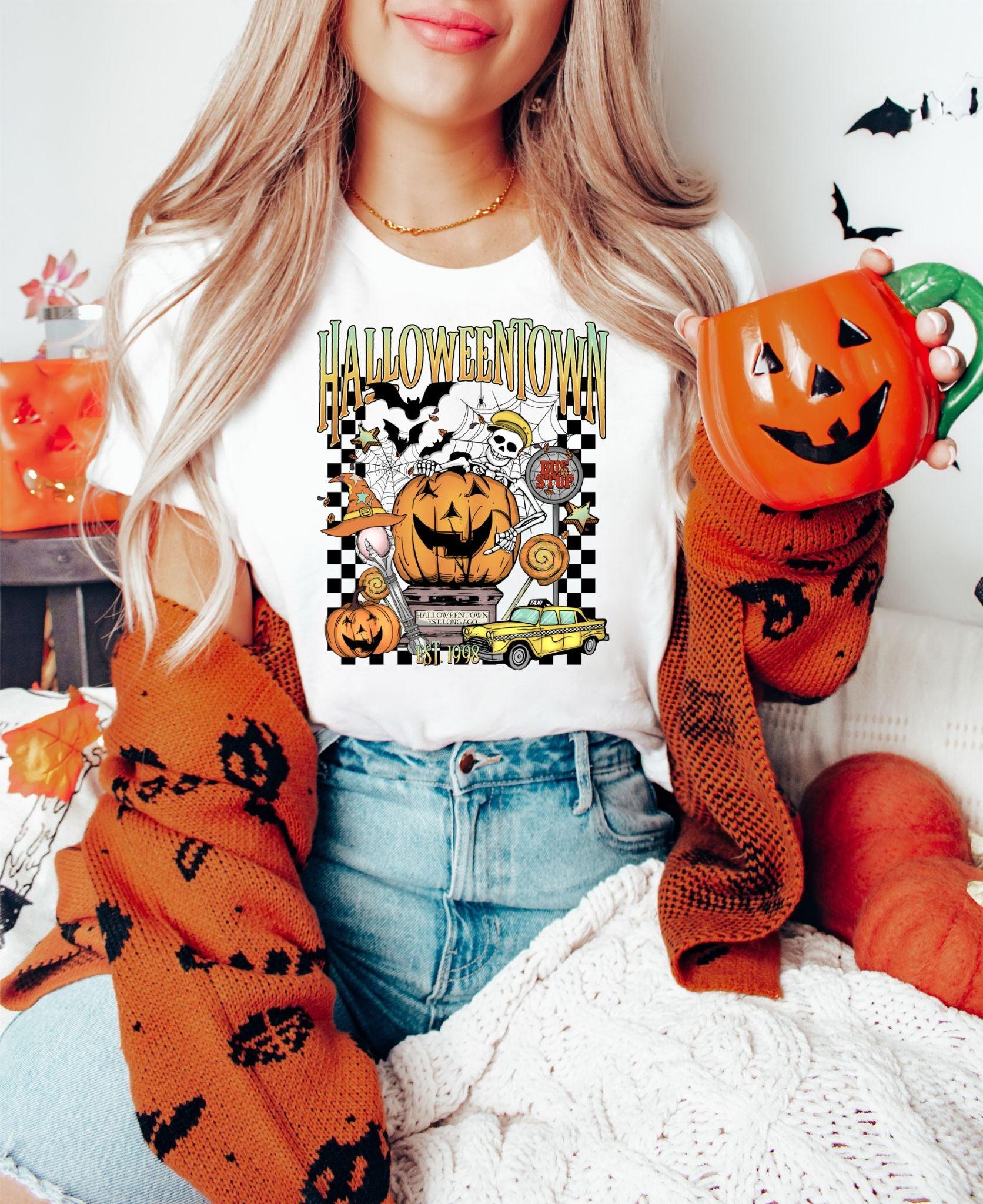 RTS ** HALLOWEEN TOWN SKELLIE**W/ SLEEVE CLEAR FILM SCREEN PRINT TRANSFER - Nu Kustomz llc